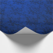 Navy blue damaspatroon cadeaupapier (Hoek)