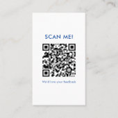 Navy Blue Damast Laat een Review QR Code Visitekaartje (Voorkant)