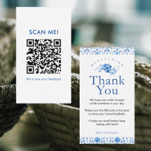Navy Blue Damast Laat een Review QR Code