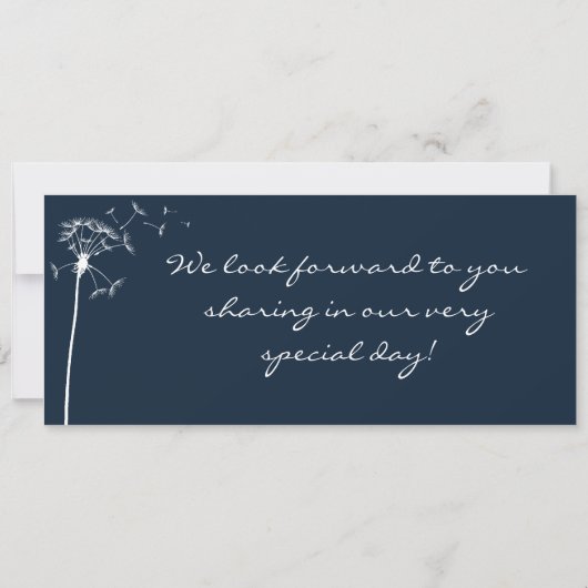 Navy Blue Dandeli Boarding Pass Wedding Invitation Kaart (Achterkant)