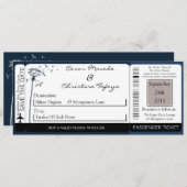 Navy Blue Dandeli Boarding Pass Wedding Invitation Kaart (Voorkant / Achterkant)
