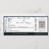 Navy Blue Dandeli Boarding Pass Wedding Invitation Kaart (Voorkant)