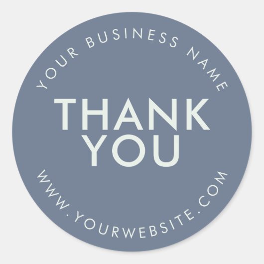 Navy Blue DANK JE Custom Text Business Website Ronde Sticker (Voorkant)