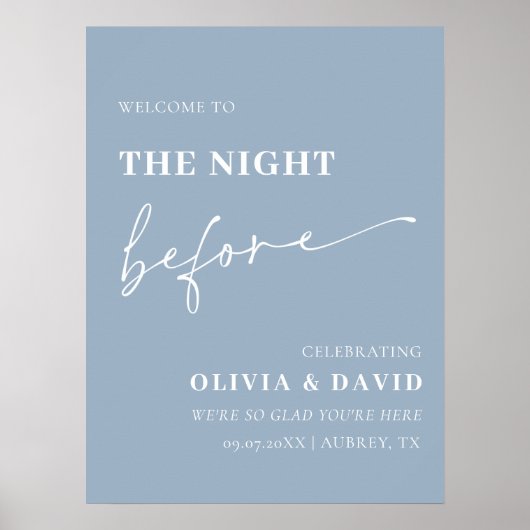 Navy Blue de avond voor repetitie diner teken Poster (Voorkant)