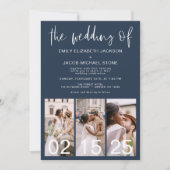 Navy Blue De bruiloft van minimalistische QR-code Kaart (Voorkant)