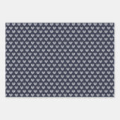 Navy Blue Decorative Heart Inpakpapier Vel (Voorkant 2)