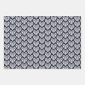 Navy Blue Decorative Heart Inpakpapier Vel (Voorkant)