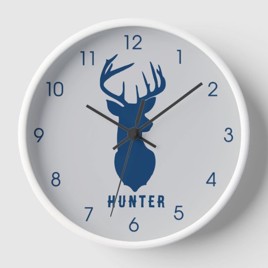 Navy Blue Deer Buck Gray Boys Hunter Wall (Voorkant)