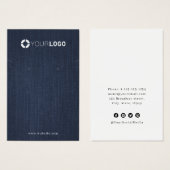 Navy blue denim aangepast logo-oorscherm visitekaartje (Voorkant /achterkant)