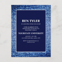 Navy Blue Denim College Koffer Feest
