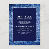 Navy Blue Denim College Trunk Party Uitnodiging Briefkaart (Voorkant)