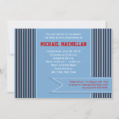 Navy Blue, Denim White Red Photo Afstuderen Invite Kaart (Achterkant)