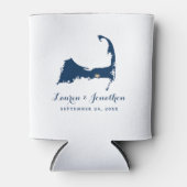 Navy Blue Dennis Cape Cod Map Gold Heart Wedding Blikjeskoeler (Voorkant)