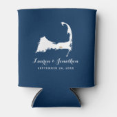 Navy Blue Dennis Cape Cod Map Gold Heart Wedding Blikjeskoeler (Voorkant)
