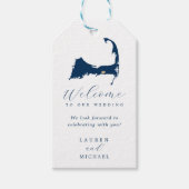 Navy Blue Dennis Cape Cod Map Gold Heart Wedding Cadeaulabel (Voorkant)