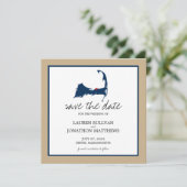 Navy Blue Dennis Cape Cod Wedding Save the Date (Staand voorkant)