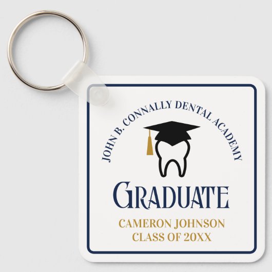 Navy Blue Dental School Custom Afstuderen Gift Sleutelhanger (Voorkant)