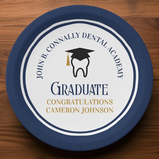 Navy Blue Dental School Custom Graduation Party Papieren Bordje
