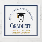 Navy Blue Dental School Custom Graduation Party Sparkling Wijnetiket (Enkel label)