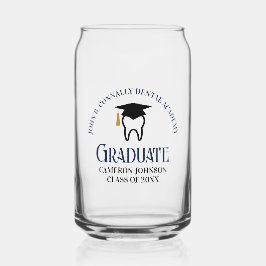 Navy Blue Dental School Custom Tandarts Afstuderen Blikvorm Glas
