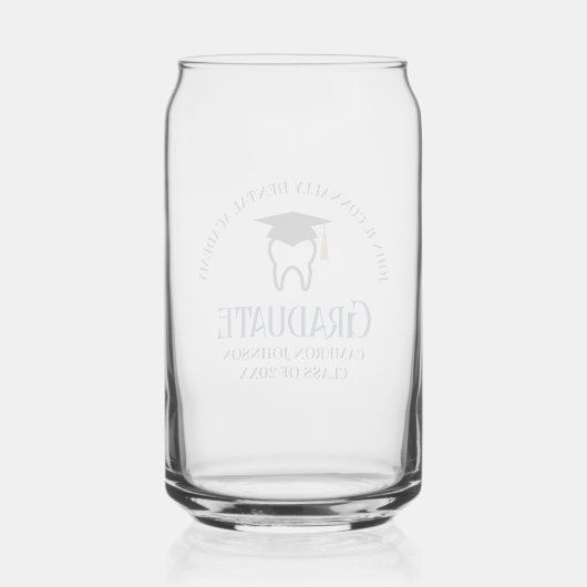 Navy Blue Dental School Custom Tandarts Afstuderen Blikvorm Glas (Achterkant)