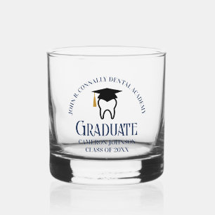 Navy Blue Dental School Custom Tandarts Afstuderen Whisky Glas