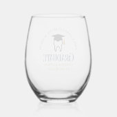 Navy Blue Dental School Custom Tandarts Afstuderen Wijnglas Zonder Voet (Achterkant)