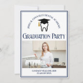 Navy Blue Dental School Foto Afstuderen Party Kaart (Voorkant)