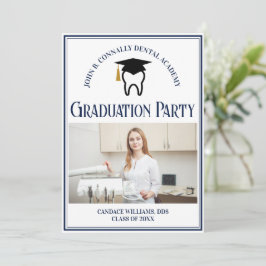 Navy Blue Dental School Foto Afstuderen Party Kaart