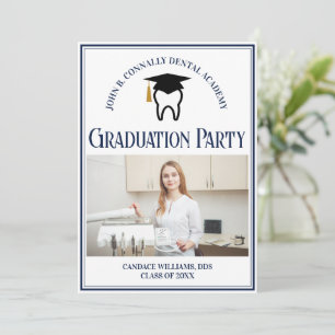 Navy Blue Dental School Foto Afstuderen Party Kaart
