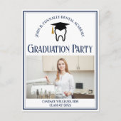 Navy Blue Dental School Foto Afstuderen Party Uitnodiging Briefkaart (Voorkant)