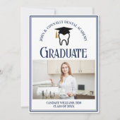 Navy Blue Dental School Foto Custom Afstuderen Aankondiging (Voorkant)