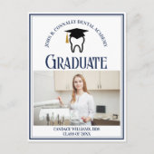 Navy Blue Dental School Foto Custom Afstuderen Aankondigingskaart (Voorkant)