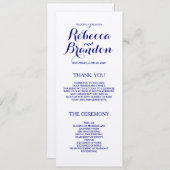 Navy Blue Designer Script Custom Wedding Program Programmakaart (Voorkant / Achterkant)