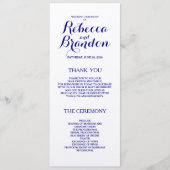 Navy Blue Designer Script Custom Wedding Program Programmakaart (Voorkant)