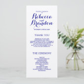 Navy Blue Designer Script Custom Wedding Program Programmakaart (Staand voorkant)