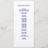 Navy Blue Designer Script Custom Wedding Program Programmakaart (Achterkant)