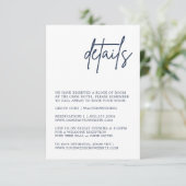 Navy Blue Detail Enclosure Card Informatiekaartje (Staand voorkant)