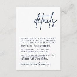 Navy Blue Detail Enclosure Card Informatiekaartje