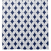 Navy Blue Diamond Design op wit Douchegordijn (Voorkant)