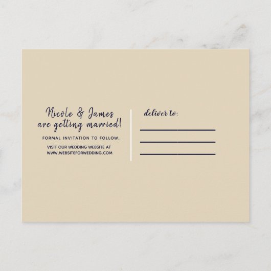 Navy Blue Diamond Flowers Save the Date Aankondigingskaart (Achterkant)