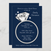 Navy Blue Diamond Rond Bridal Shower Kaart (Voorkant / Achterkant)