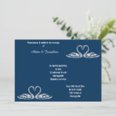 NAVY BLUE DIAMOND SWAN ELEGANT WEDING KAART (Staand voorkant)