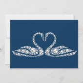 NAVY BLUE DIAMOND SWAN ELEGANT WEDING KAART (Achterkant)