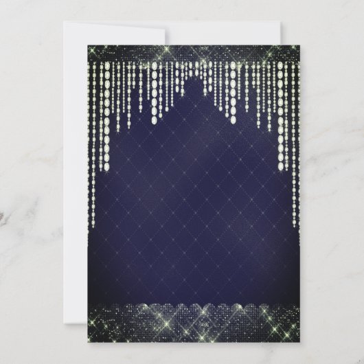 Navy Blue Diamond Wedding Kaart (Achterkant)