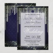Navy Blue Diamond Wedding Kaart (Voorkant / Achterkant)