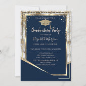 Navy Blue Diamonds Afstudeerder Pet marmer Afstude Kaart (Voorkant)