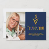 Navy Blue Dierenarts Kantoor Foto  Bedankkaart (Voorkant)