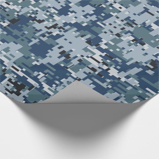 Navy Blue Digital Camouflage Decor Cadeaupapier (Hoek)