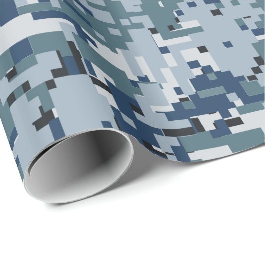 Navy Blue Digital Camouflage Decor Cadeaupapier (Rol Hoek)